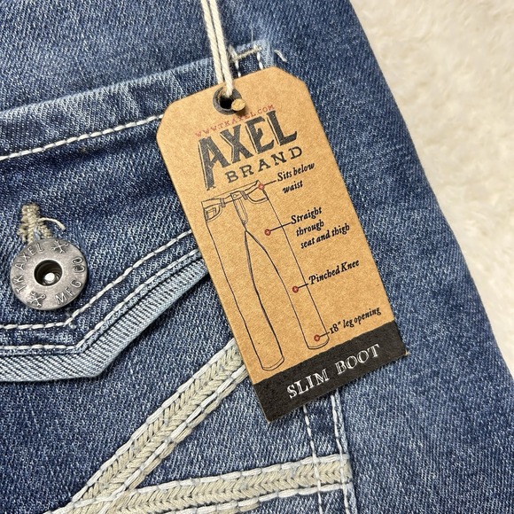 T.K. Axel Slim Boot Cut Stretch Blue Denim Jeans Mens 32x30 NEW - Picture 15 of 16